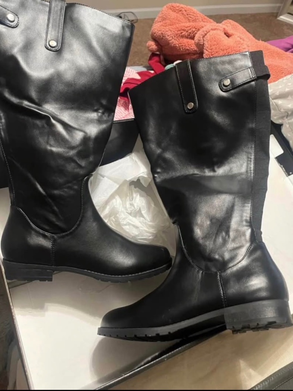 Knee high faux leather boots